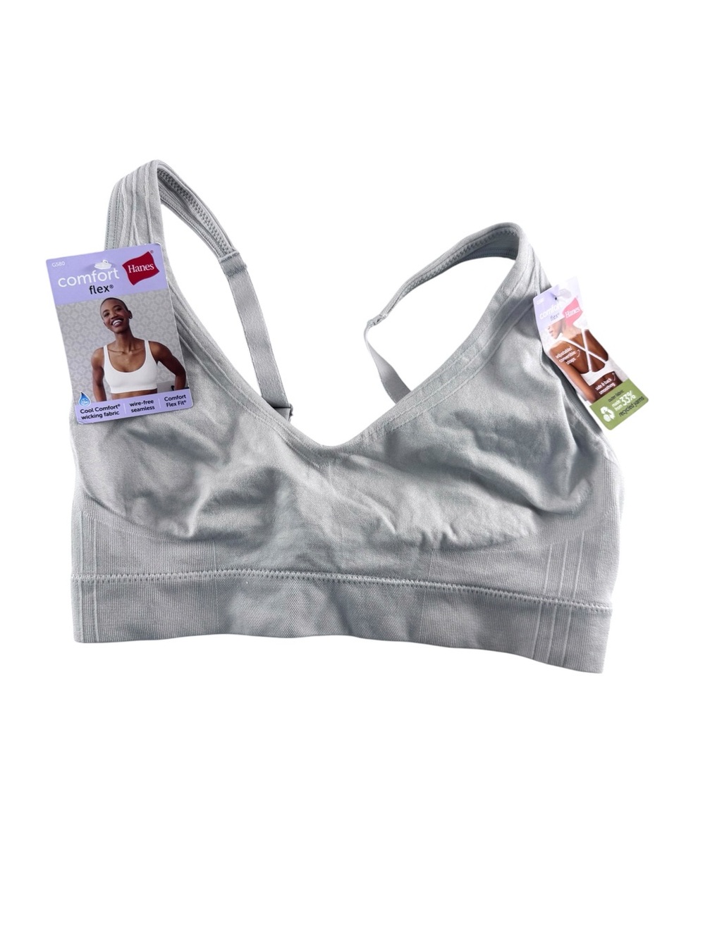 Hanes ComfortFlex Light Gray Wireless Seamless Bralette